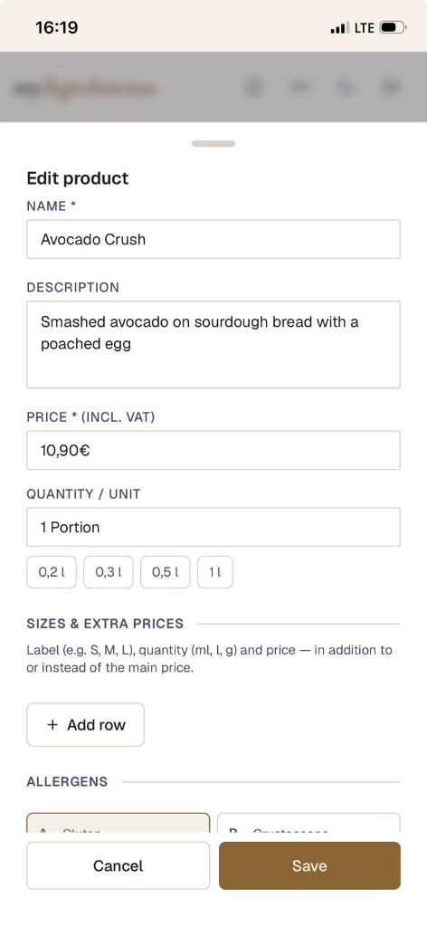 Edit a product